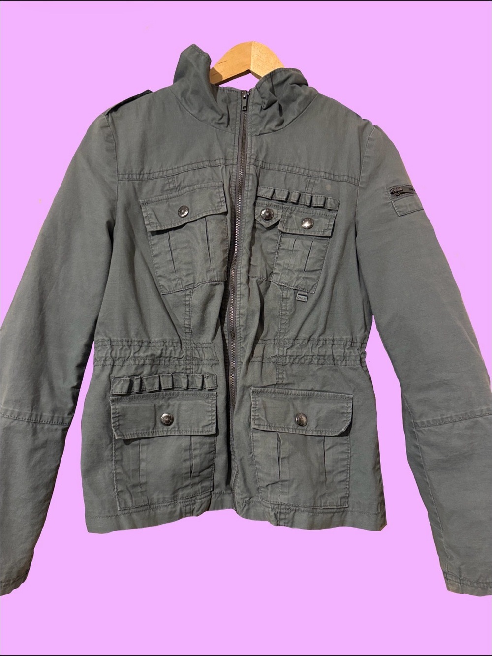 Only Brand Utility Jacket in Green-Grey